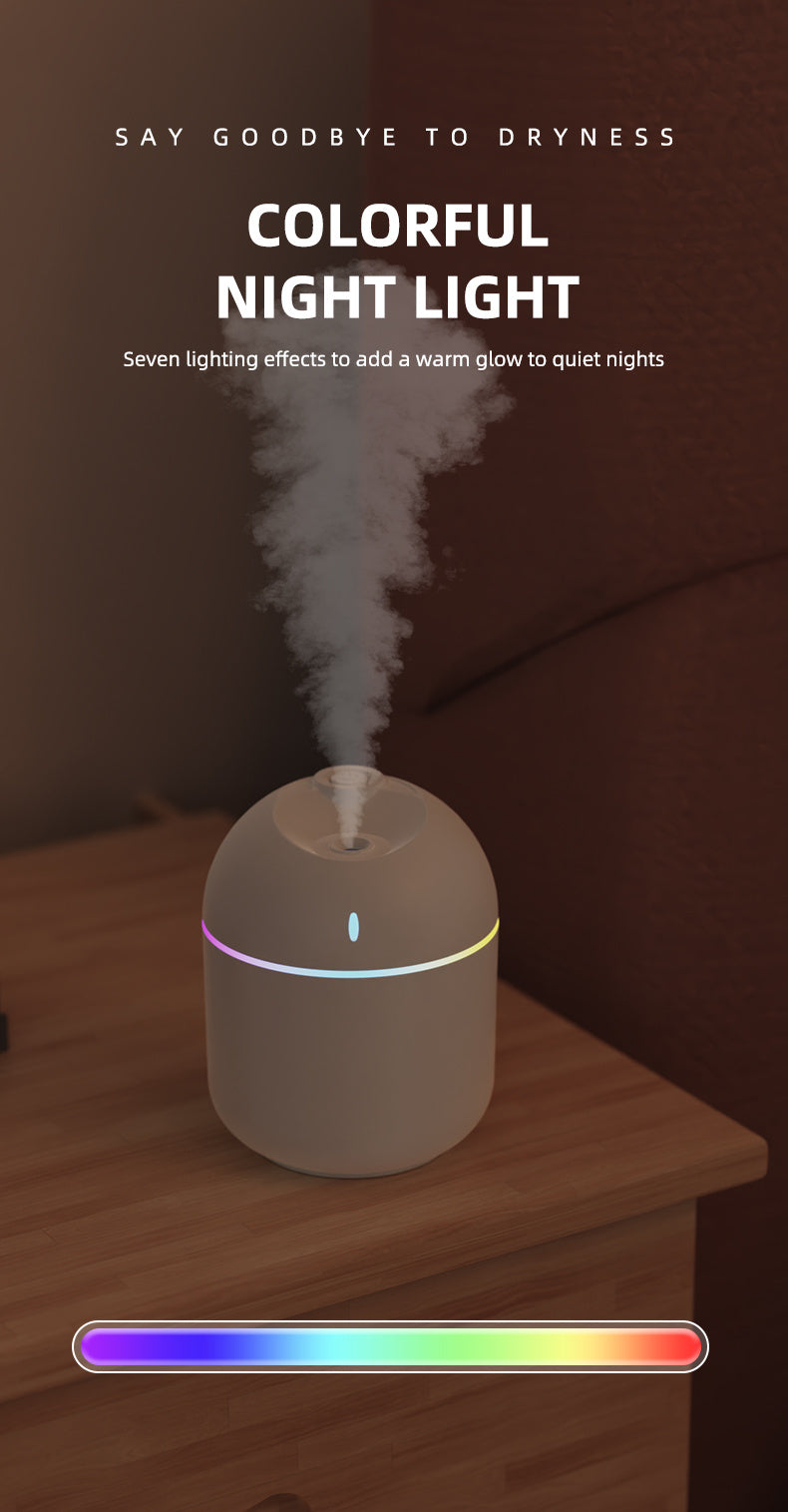 270ML Air Humidifier & Cool Mist Aroma Diffuser with LED Night Light & Power-Off Protection, USB Powered for Home & Office