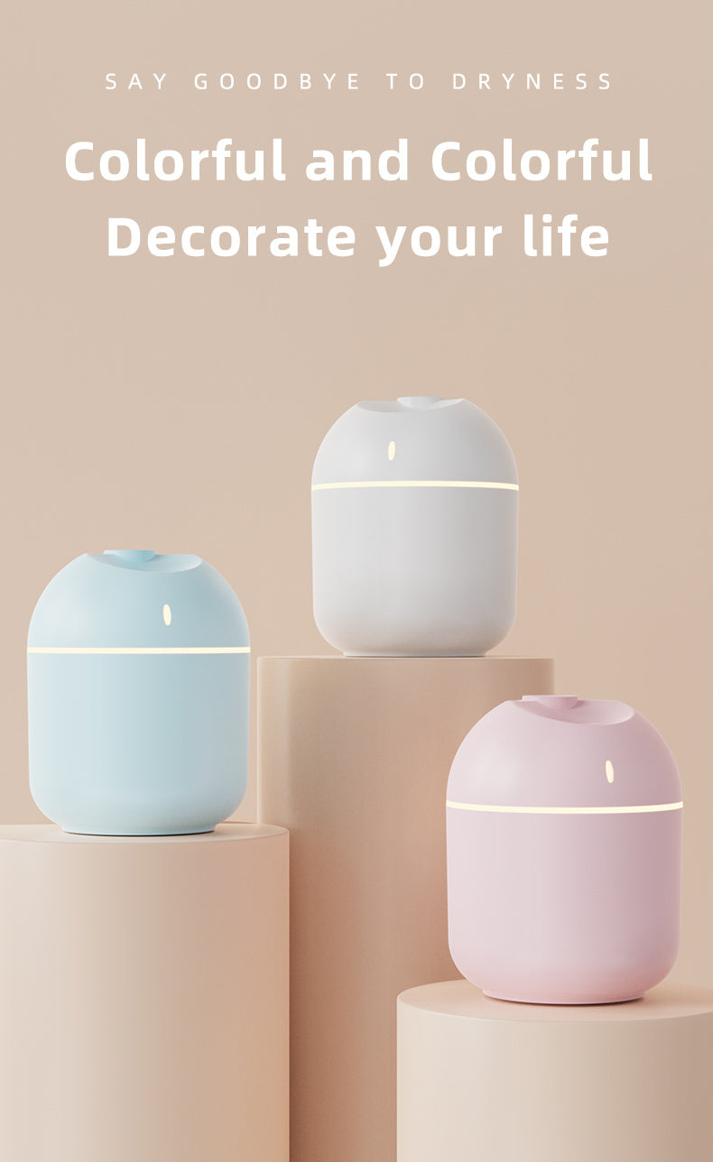 270ML Air Humidifier & Cool Mist Aroma Diffuser with LED Night Light & Power-Off Protection, USB Powered for Home & Office