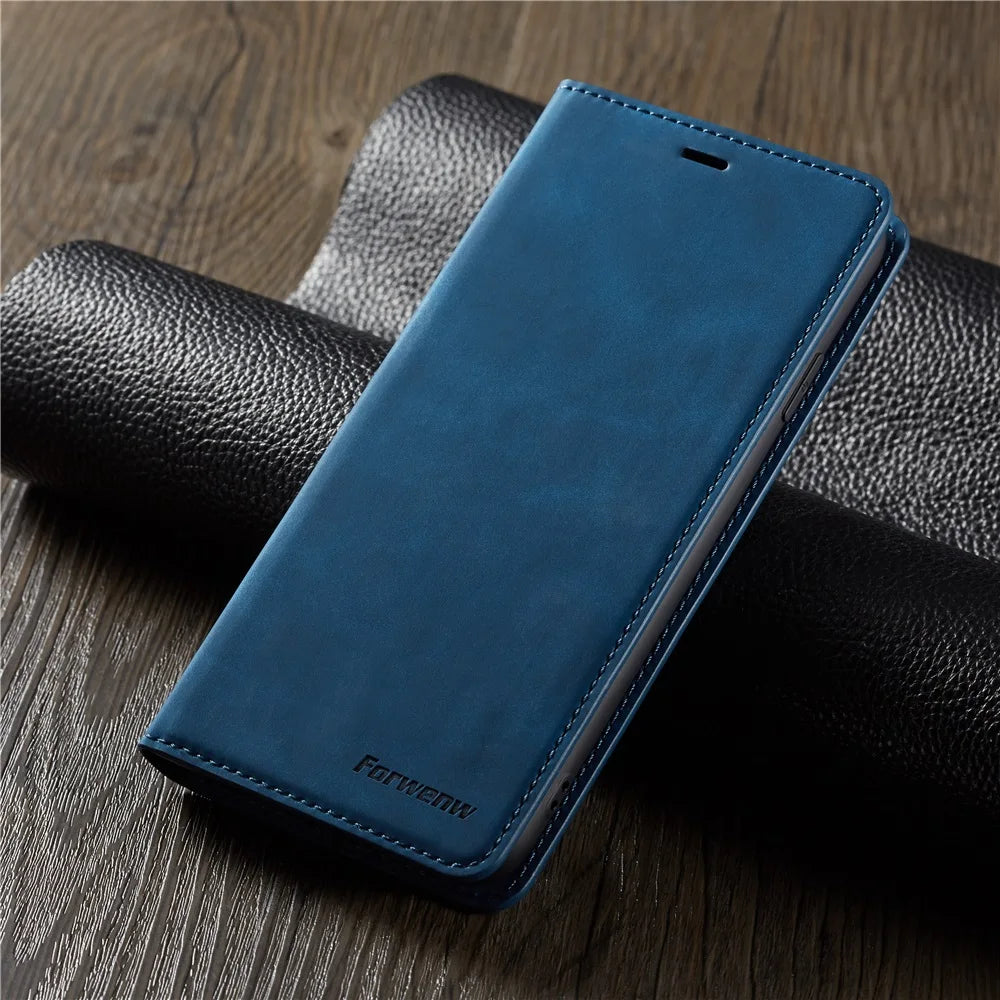 Premium Thin Suede Leather Wallet Case for iPhone Series - Strong Magnet, Flip Cover Protection for All Models