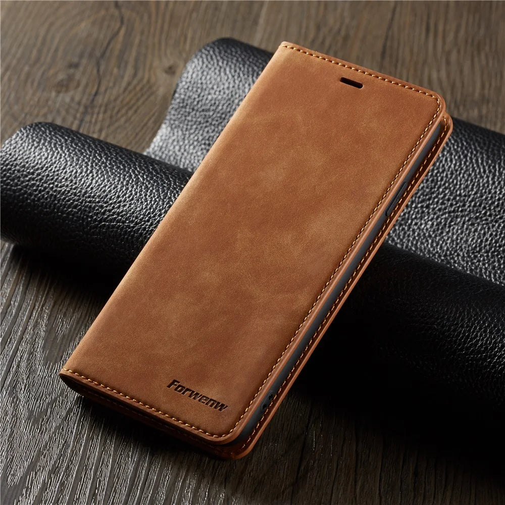 Premium Thin Suede Leather Wallet Case for iPhone Series - Strong Magnet, Flip Cover Protection for All Models