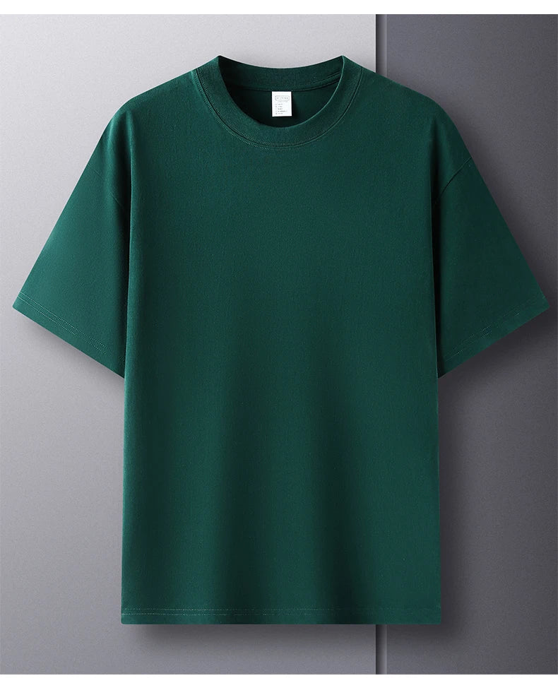 Summer Luxe: High-End Men's 100% Cotton Round Neck Tee