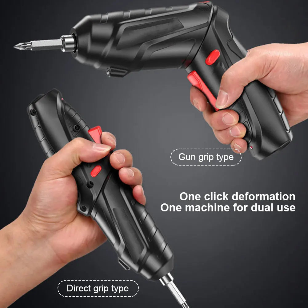 Rechargeable 3.6V Lithium Battery Cordless Electric Screwdriver & Drill Kit - Folding Power Tools for Home Use (2/47Pcs)