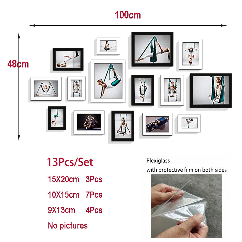 Elegant 14/19Pcs Wooden Photo Frames Set for Wall Décor: Perfect for Weddings, Parties, and Home Decoration