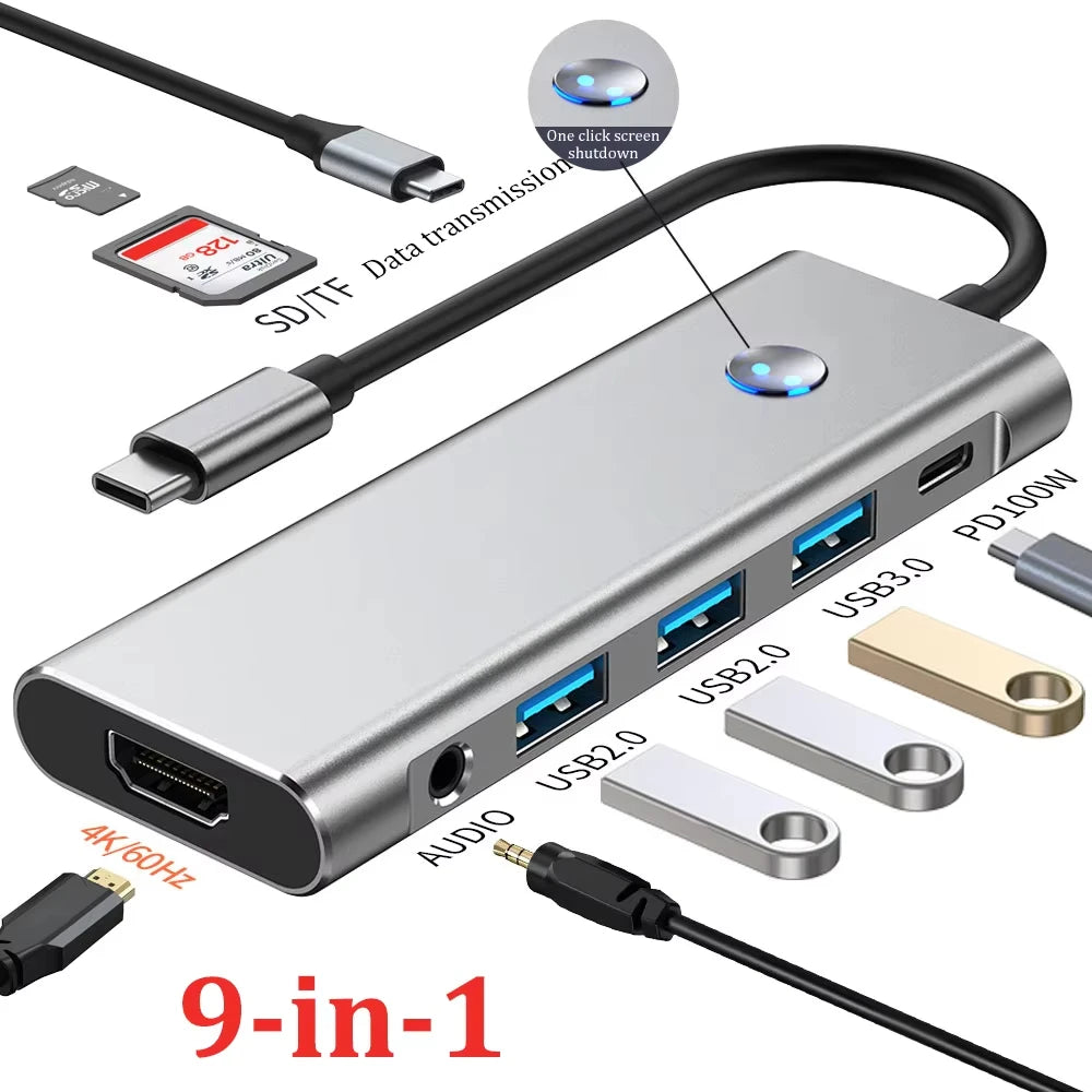 Ultimate 9-in-1 USB-C Hub with HDMI 4K 60Hz & Fast Charging for MacBook