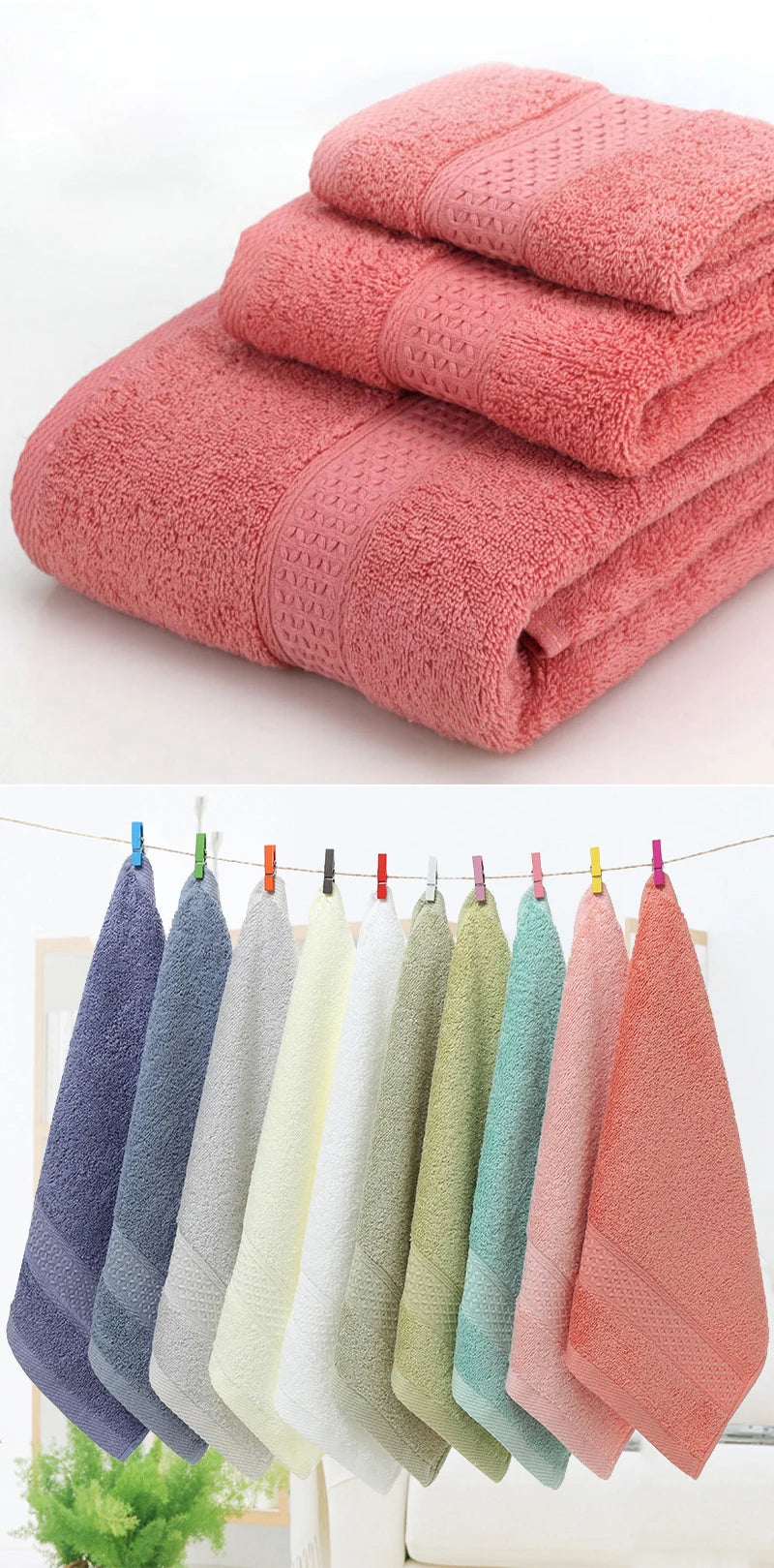 Premium Pure Cotton Adult Towels - Soft, Thickened, and Ultra-Absorbent for Daily Use