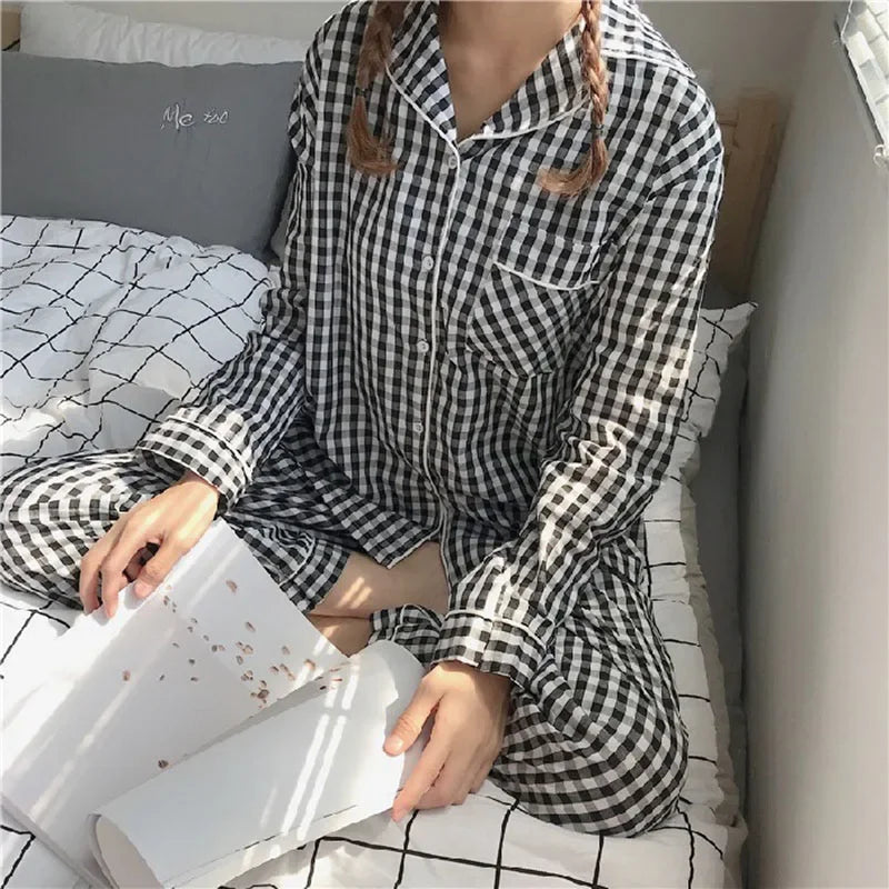 Women's Cozy V-Neck Button Down Pajama Set - Casual Nightwear, Autumn/Winter Loungewear Two-Piece