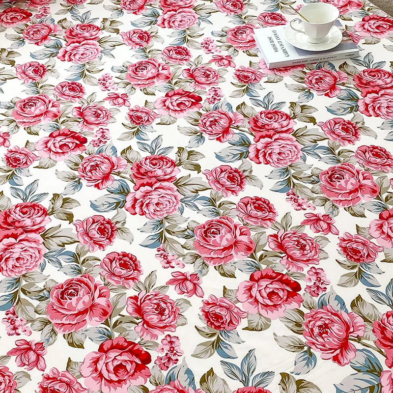 Luxurious Red Flower Printed Flat Bed Sheets - Double, Queen, and King Sizes Available - Premium Reactive Print