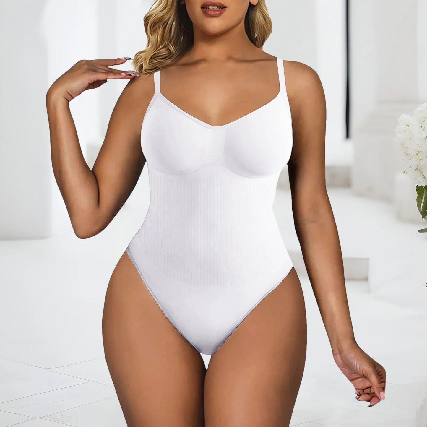 Women's Sleeveless Seamless Shaping Bodysuit - Slimming Control One-Piece Shapewear Camisole Jumpsuit Plus Size