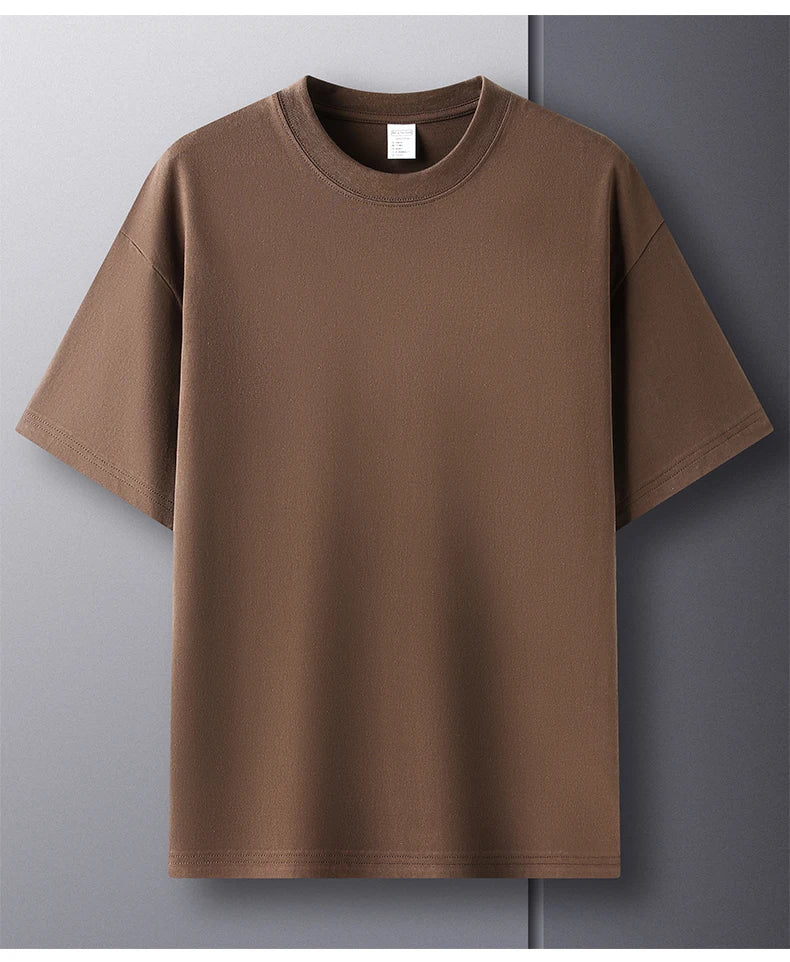 Summer Luxe: High-End Men's 100% Cotton Round Neck Tee