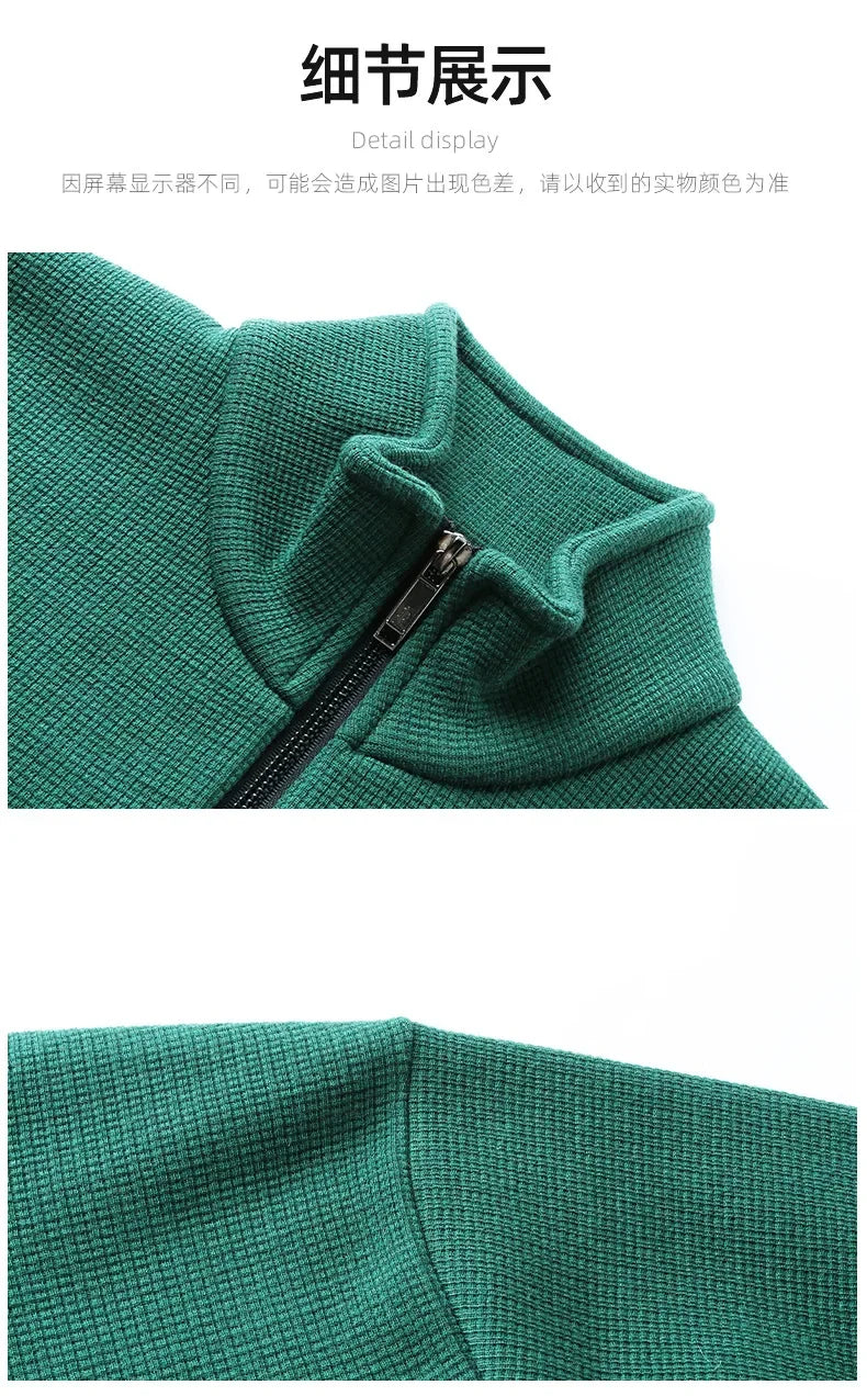 Men's Luxury Thick Knit Turtleneck: Solid Color, Half-Zip, Warm & Fashionable Sweater