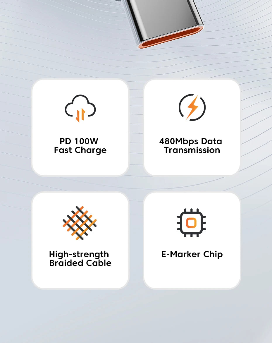 100W Speed: Ultimate USB-C to C Charging & Data Cables from Toocki for mobile phones