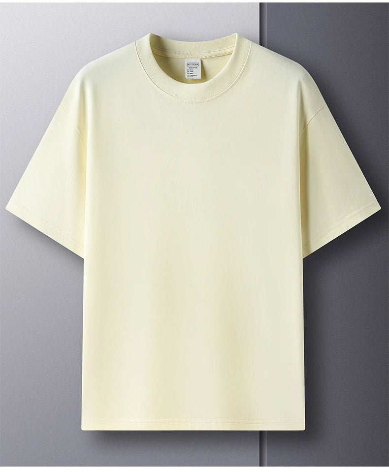 Summer Luxe: High-End Men's 100% Cotton Round Neck Tee