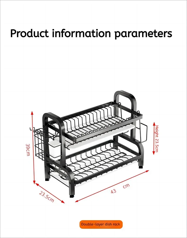 Ultimate 2-Tier Rust-Proof Dish Drying Rack with Drainboard and Utensil Holder – Maximize Compact Kitchen Space