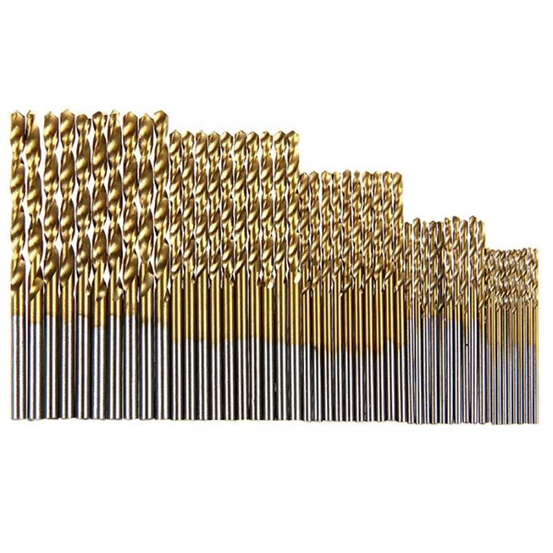 Premium Titanium Coated HSS Drill Bit Set – High Speed Steel Tools in Multiple Sizes (1-3mm) – 100/50Pcs