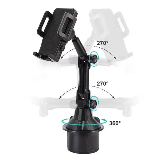 Multi-Functional Car Phone Holder & Water Cup Mount – Anti-Slip, Adjustable Long Tube for Seamless Navigation