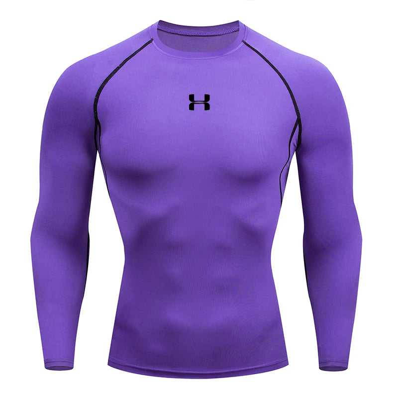 Men's Performance Compression Long Sleeve Sport Tee – Gym, Fitness, Jogging & Athletic Top