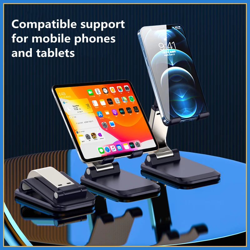 Universal Foldable Metal Phone & Tablet Stand – Perfect for Tablets, and Smartphones – Portable, Adjustable, and Durable Desk Holder Bracket