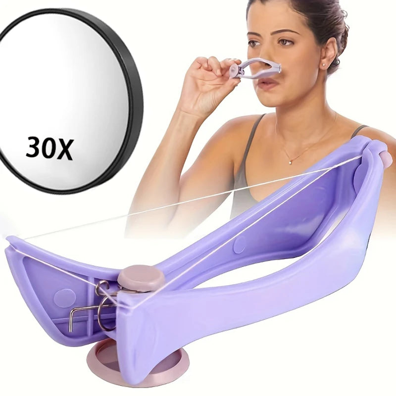 30X Magnifying Mirror & Precision Threading System: Ultimate Facial & Body Hair Removal Kit for Women with Tweezers