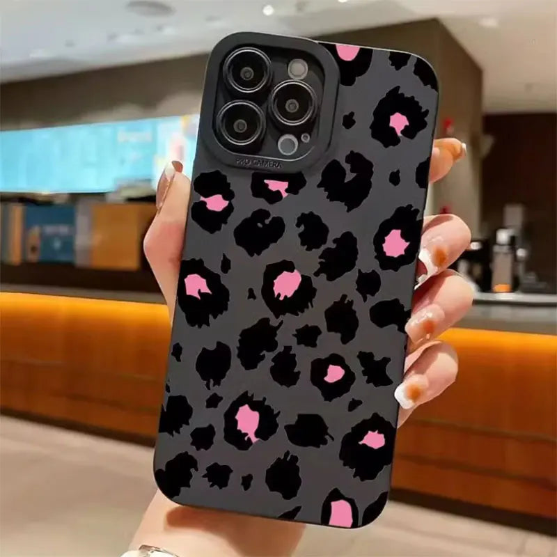 Trendy Pink Patterned Phone Case – iPhone Series Shockproof Soft Cover