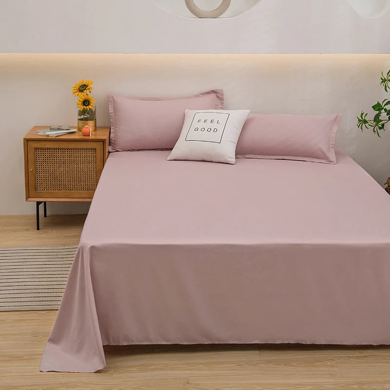 Luxurious Soft Solid Color Flat Bed Sheet for Double Bed, Queen, and King Sizes - Premium Home Bed Linen