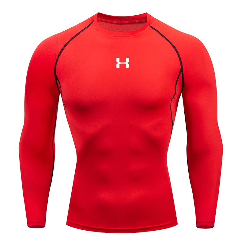 Men's Performance Compression Long Sleeve Sport Tee – Gym, Fitness, Jogging & Athletic Top