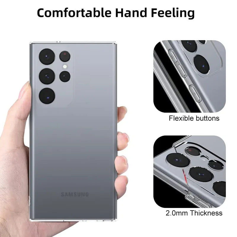 Sleek and Durable: Soft Silicone Clear Case for Samsung A, S & Note Series