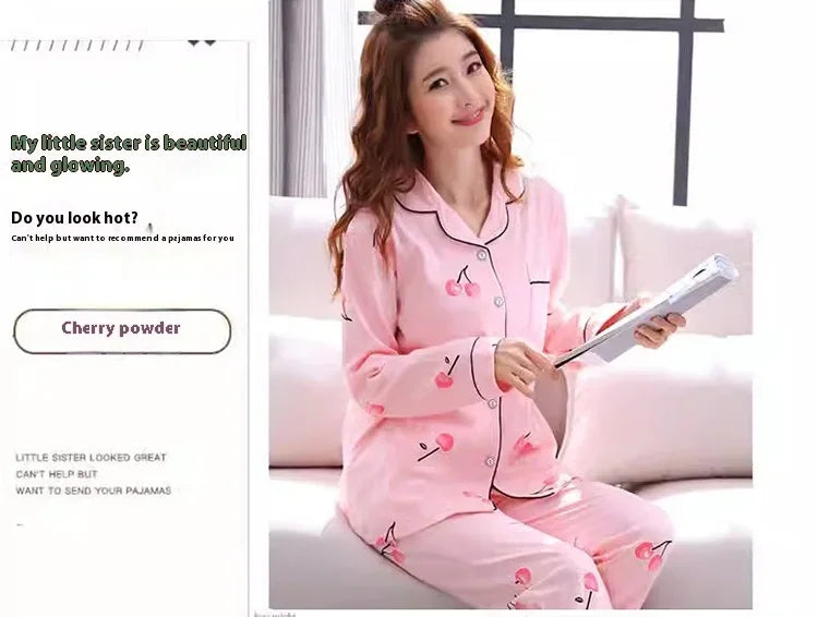 Women's Cozy V-Neck Button Down Pajama Set - Casual Nightwear, Autumn/Winter Loungewear Two-Piece