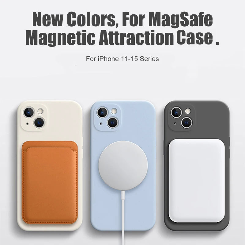 iPhone 15 Series Luxury Magnetic Liquid Silicone Magsafe Case Wireless Charging Ready