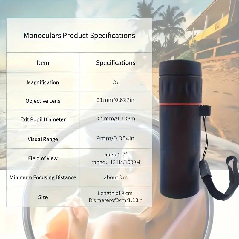 2000X25 HD Monocular Telescope: Your Compact, Portable Companion for Hunting, Travel, Concerts & Fishing