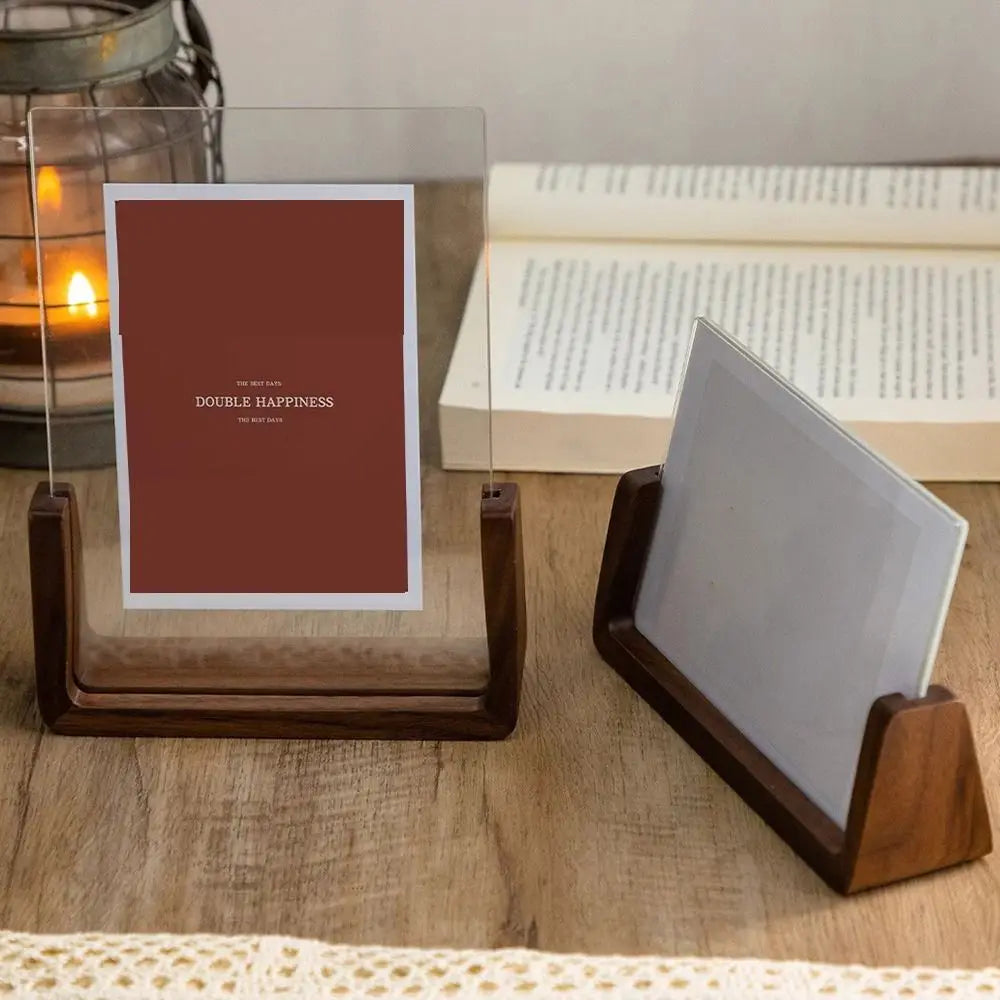 Walnut & Beech U-Shaped Acrylic Photo Frame – Perfect for Weddings & Office Decor