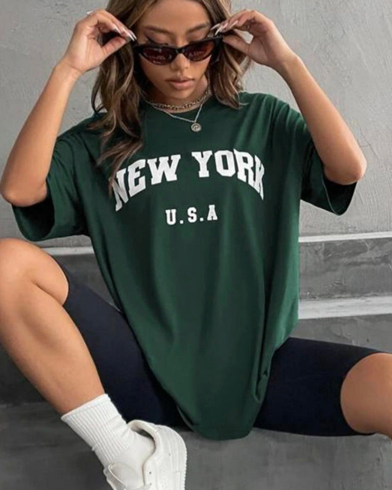 Blessyuki New York Retro O-Neck Tees: Casual Streetwear for Women - Harajuku Style, Plus Size, Perfect Summer Essential