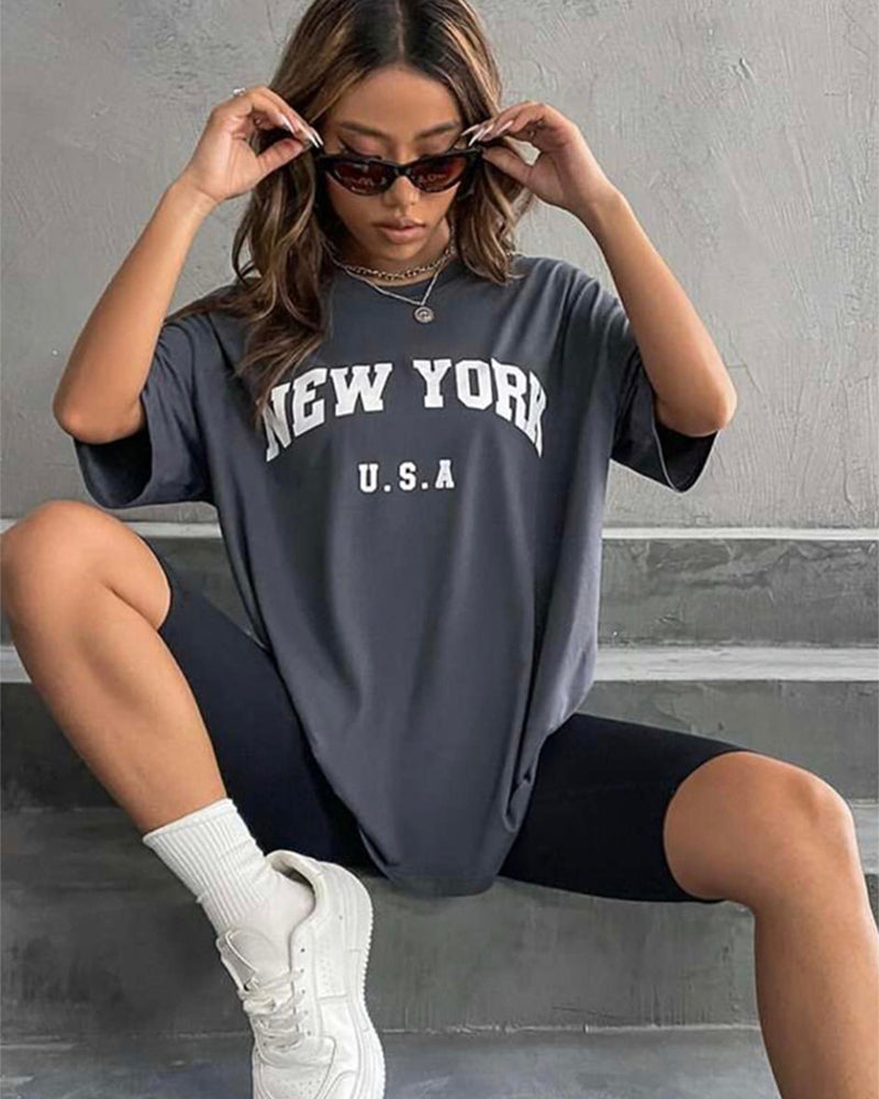 Blessyuki New York Retro O-Neck Tees: Casual Streetwear for Women - Harajuku Style, Plus Size, Perfect Summer Essential