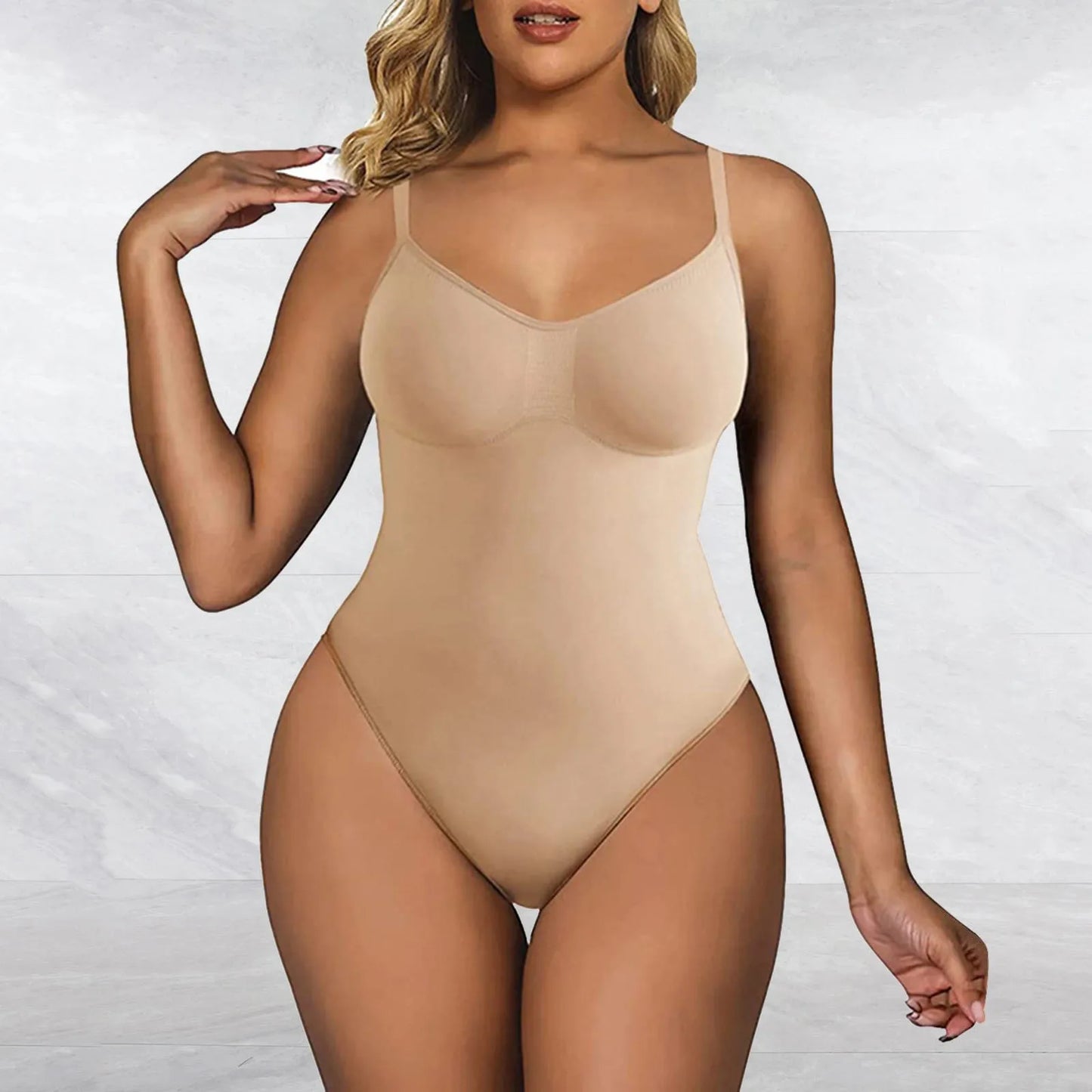 Women's Sleeveless Seamless Shaping Bodysuit - Slimming Control One-Piece Shapewear Camisole Jumpsuit Plus Size