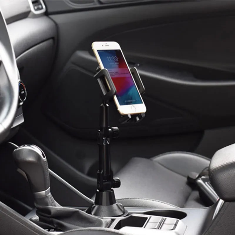 Multi-Functional Car Phone Holder & Water Cup Mount – Anti-Slip, Adjustable Long Tube for Seamless Navigation