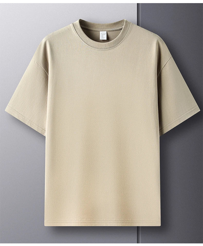 Summer Luxe: High-End Men's 100% Cotton Round Neck Tee