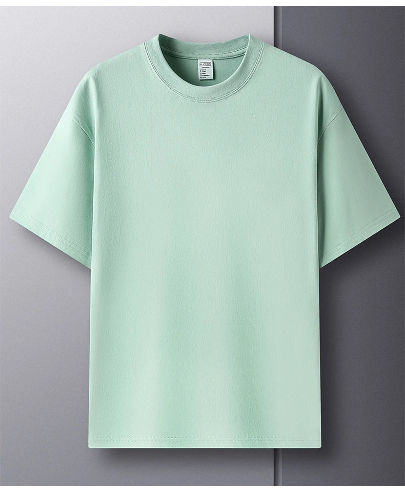 Summer Luxe: High-End Men's 100% Cotton Round Neck Tee