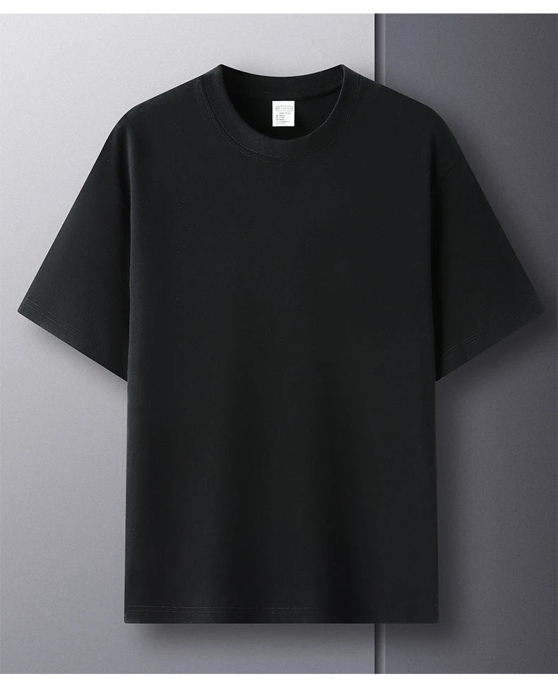 Summer Luxe: High-End Men's 100% Cotton Round Neck Tee