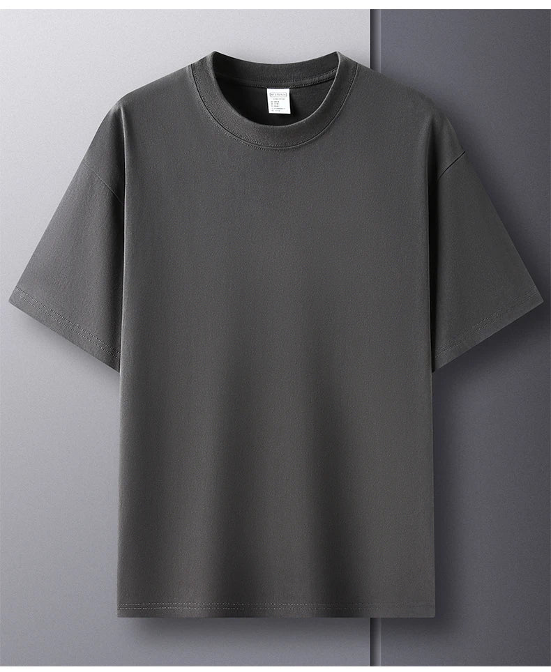 Summer Luxe: High-End Men's 100% Cotton Round Neck Tee