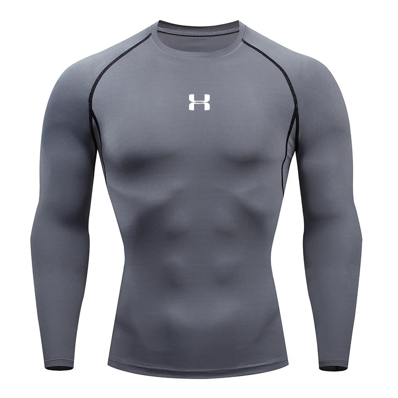 Men's Performance Compression Long Sleeve Sport Tee – Gym, Fitness, Jogging & Athletic Top