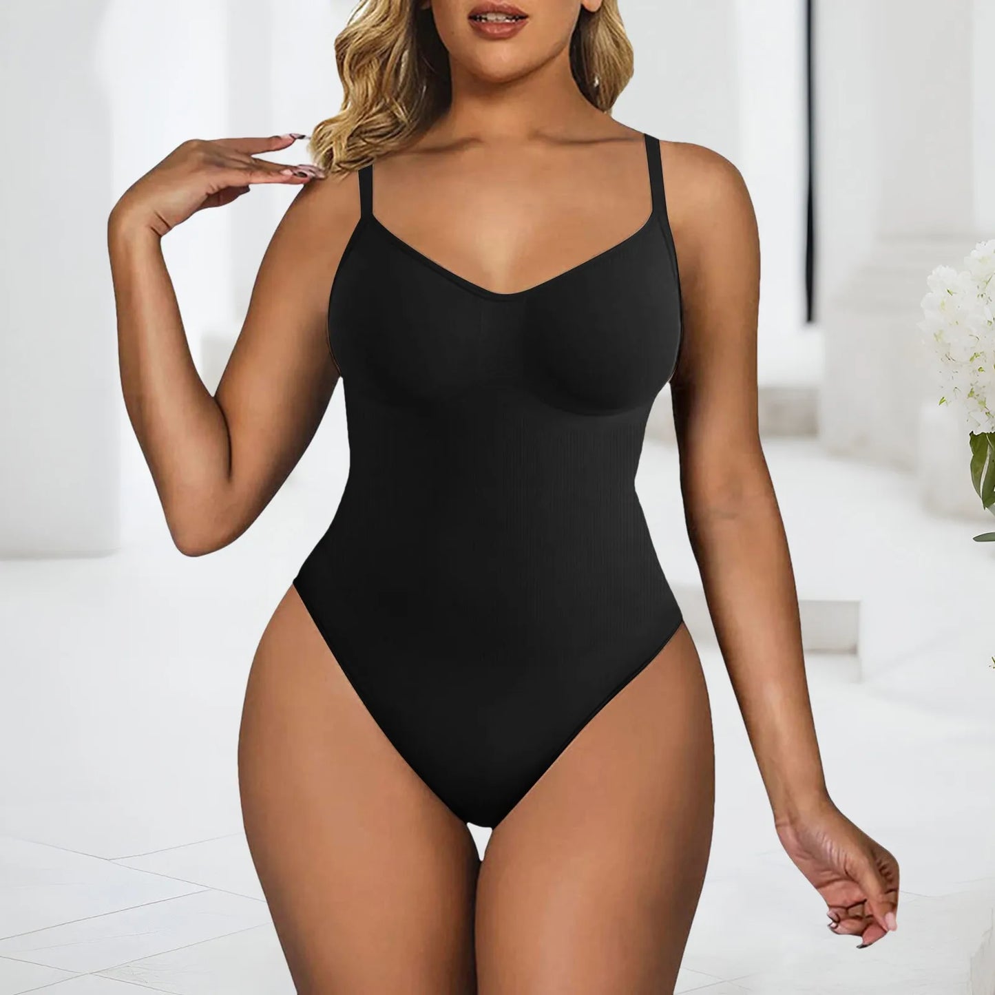 Women's Sleeveless Seamless Shaping Bodysuit - Slimming Control One-Piece Shapewear Camisole Jumpsuit Plus Size