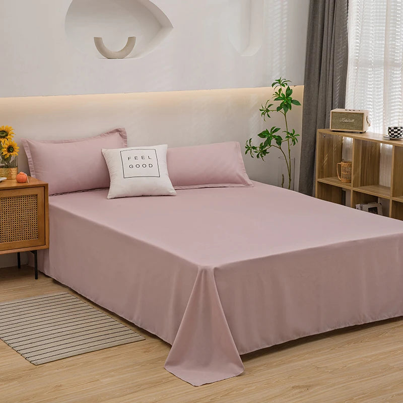 Luxurious Soft Solid Color Flat Bed Sheet for Double Bed, Queen, and King Sizes - Premium Home Bed Linen