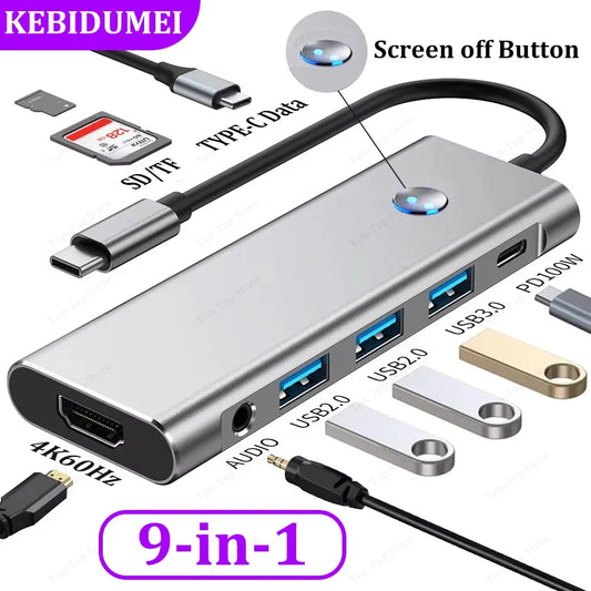 Ultimate 9-in-1 USB-C Hub with HDMI 4K 60Hz & Fast Charging for MacBook