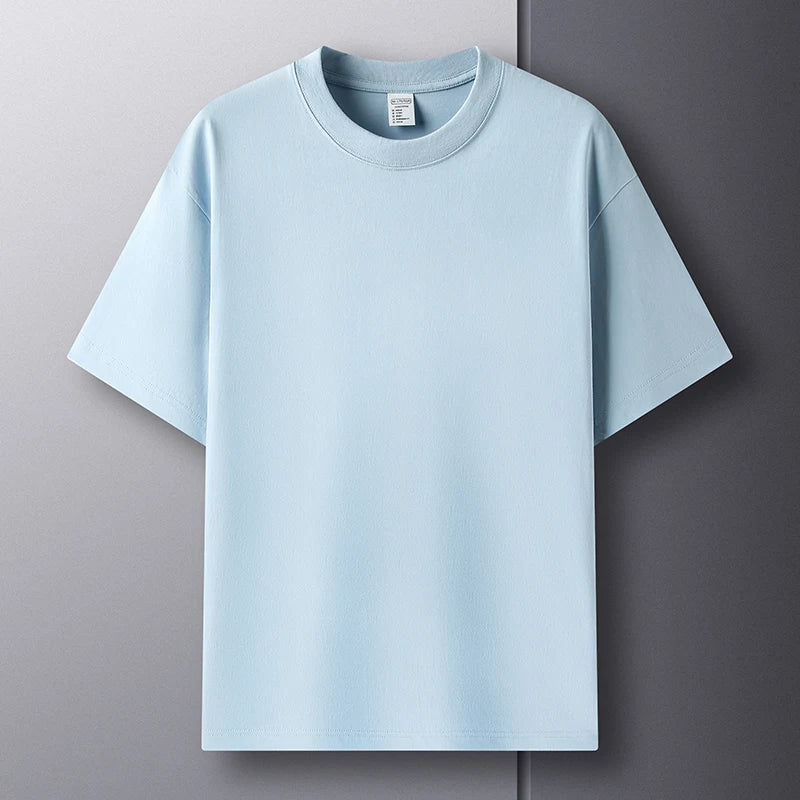 Summer Luxe: High-End Men's 100% Cotton Round Neck Tee