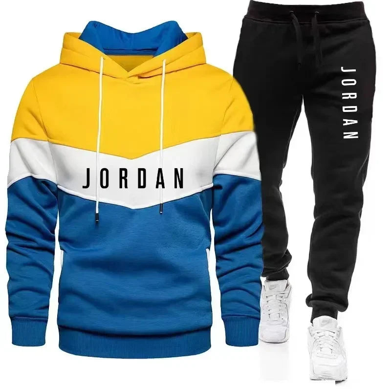 Autumn & Winter Comfort: Digital Print Men's Hoodie + Loose Casual Pants Fitness Set - 2 Piece