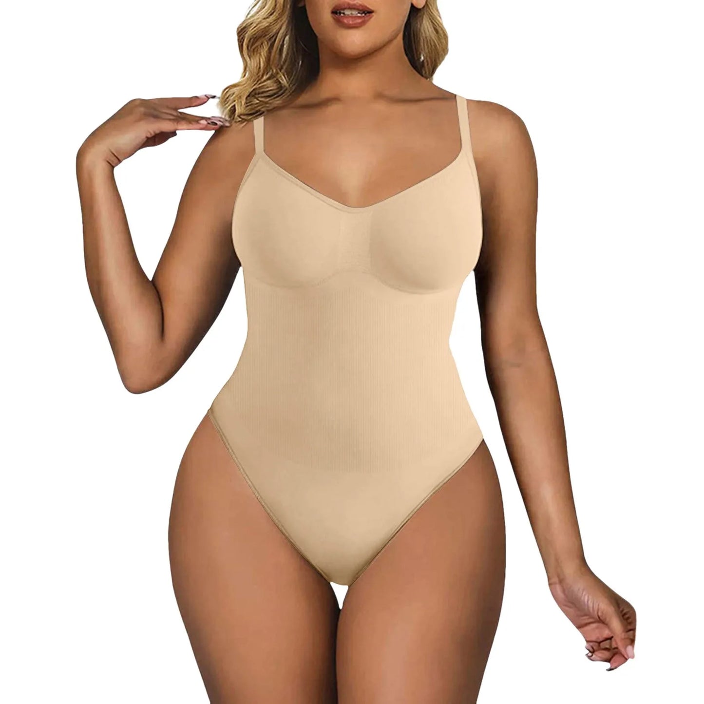 Women's Sleeveless Seamless Shaping Bodysuit - Slimming Control One-Piece Shapewear Camisole Jumpsuit Plus Size