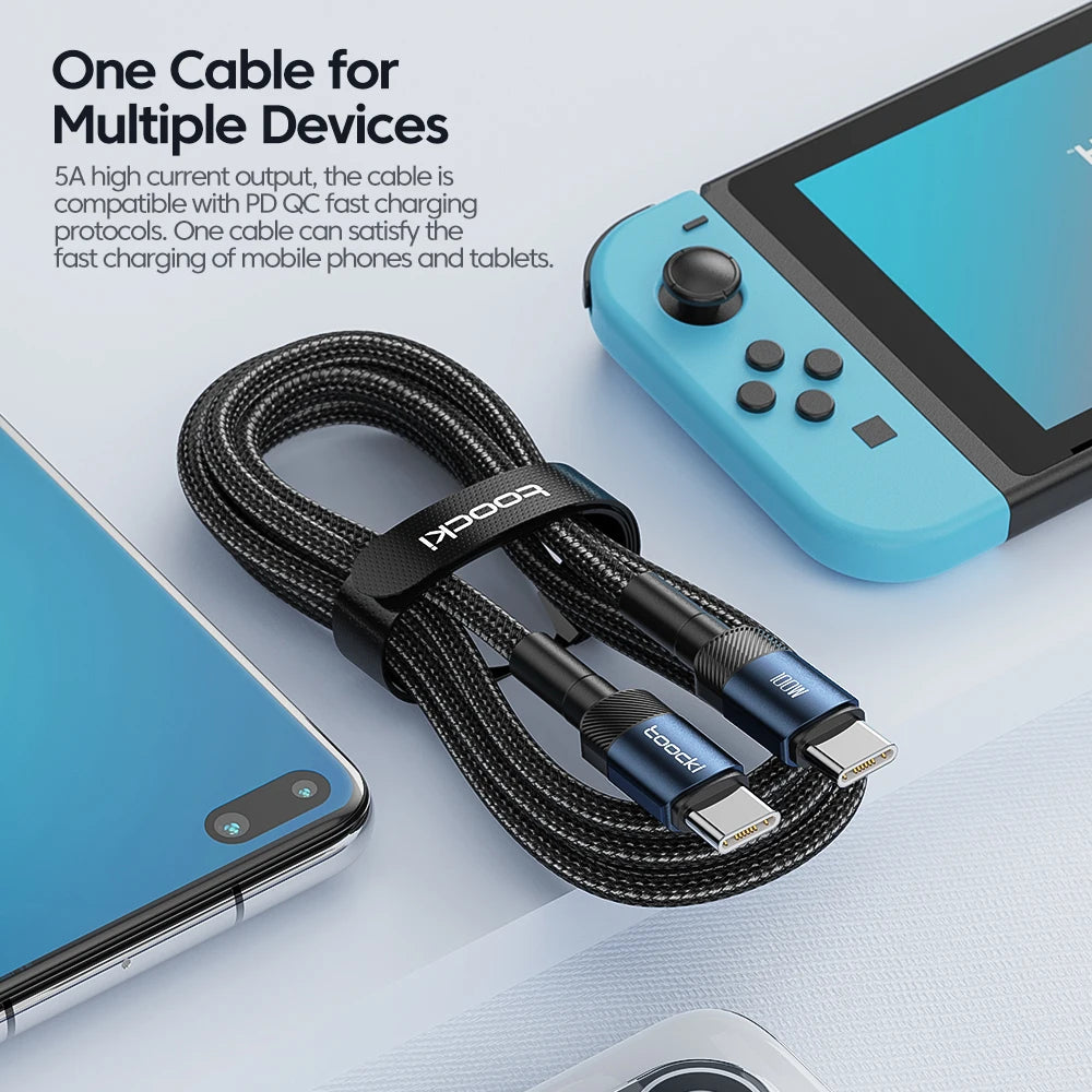 100W Speed: Ultimate USB-C to C Charging & Data Cables from Toocki for mobile phones