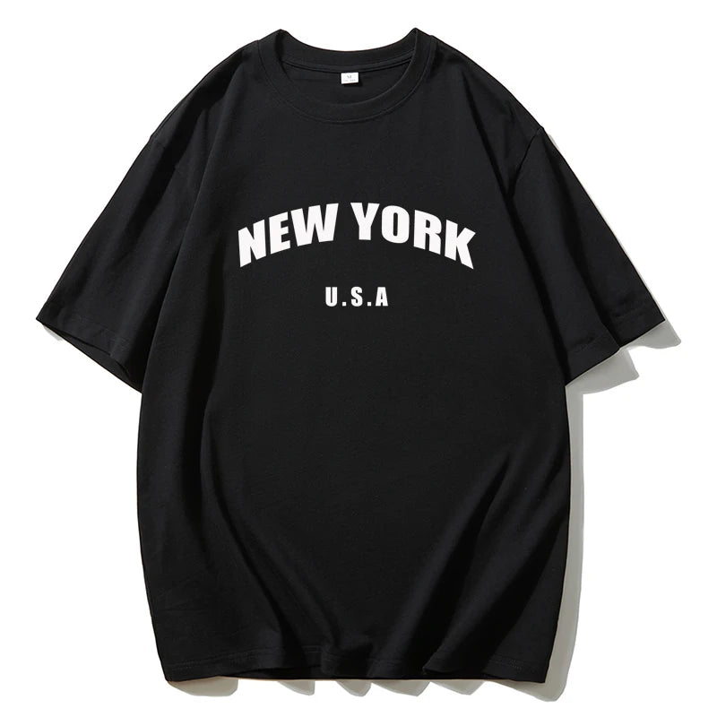 Blessyuki New York Retro O-Neck Tees: Casual Streetwear for Women - Harajuku Style, Plus Size, Perfect Summer Essential