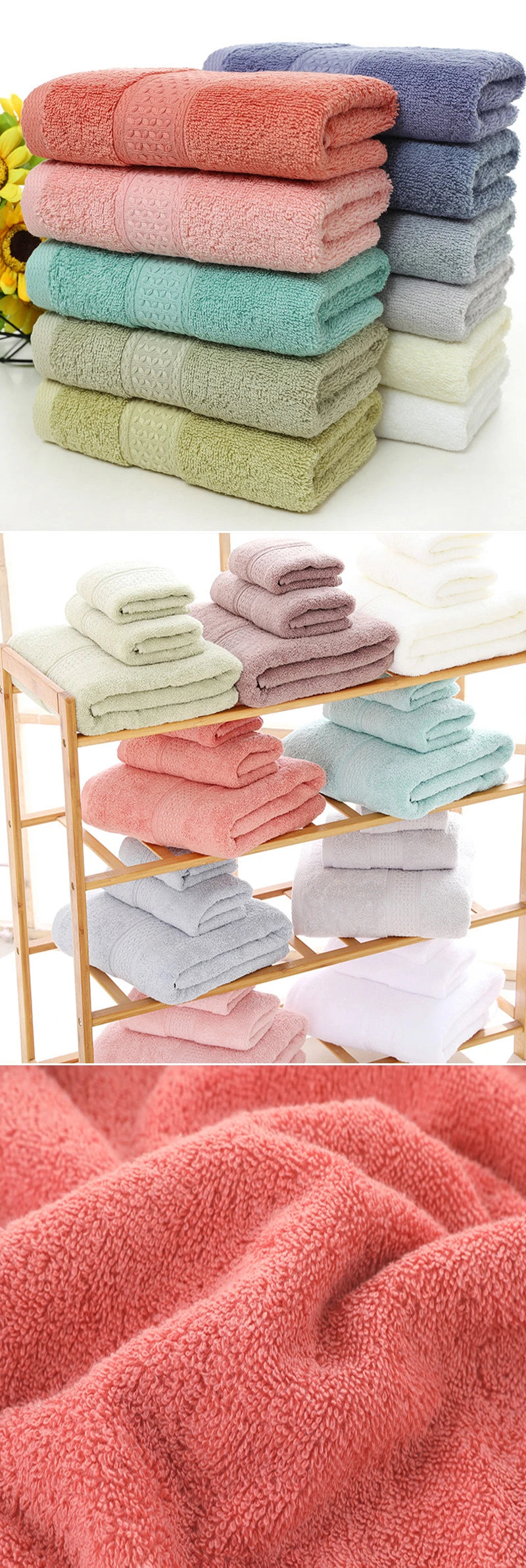 Premium Pure Cotton Adult Towels - Soft, Thickened, and Ultra-Absorbent for Daily Use