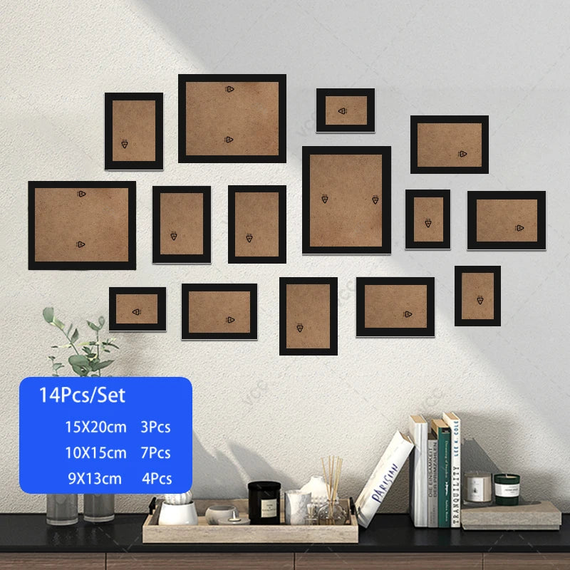 Elegant 14/19Pcs Wooden Photo Frames Set for Wall Décor: Perfect for Weddings, Parties, and Home Decoration