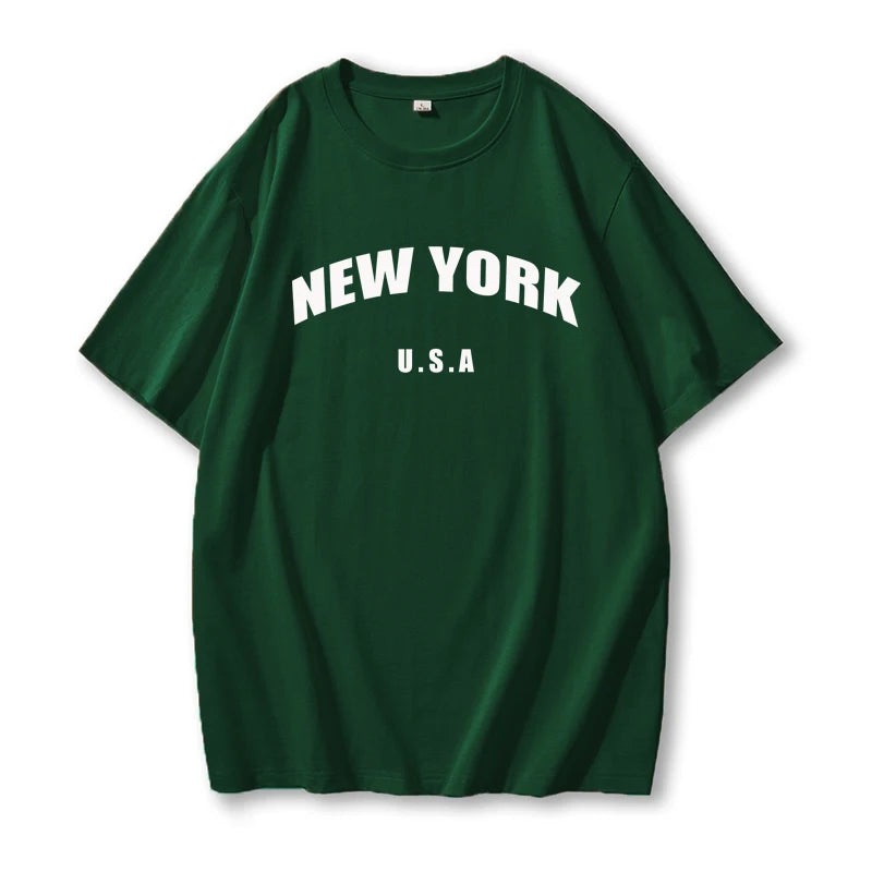 Blessyuki New York Retro O-Neck Tees: Casual Streetwear for Women - Harajuku Style, Plus Size, Perfect Summer Essential